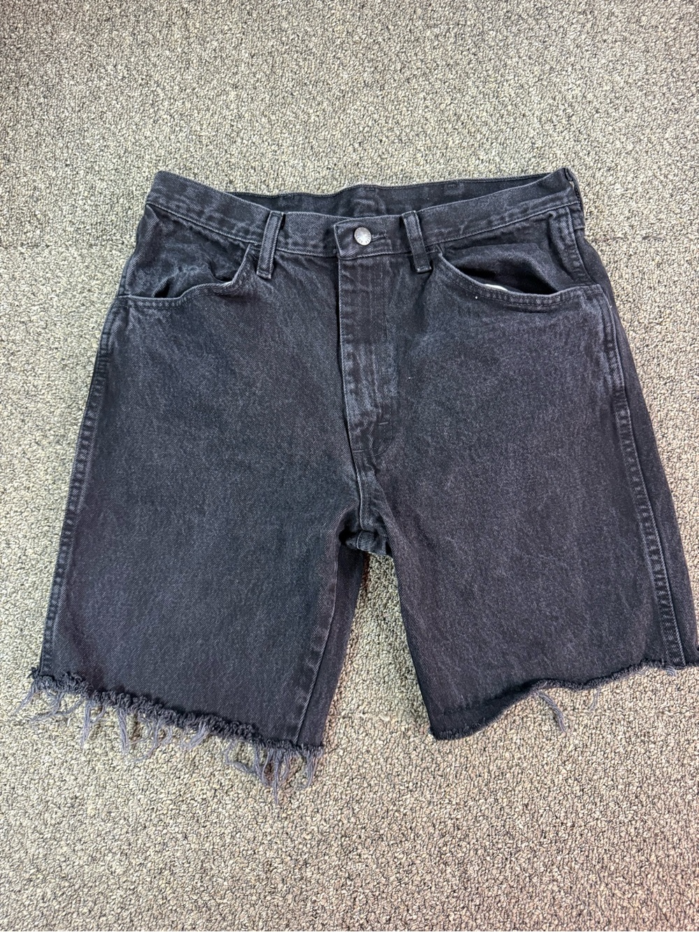 Rustler Washed Black Cutoff Denim Shorts